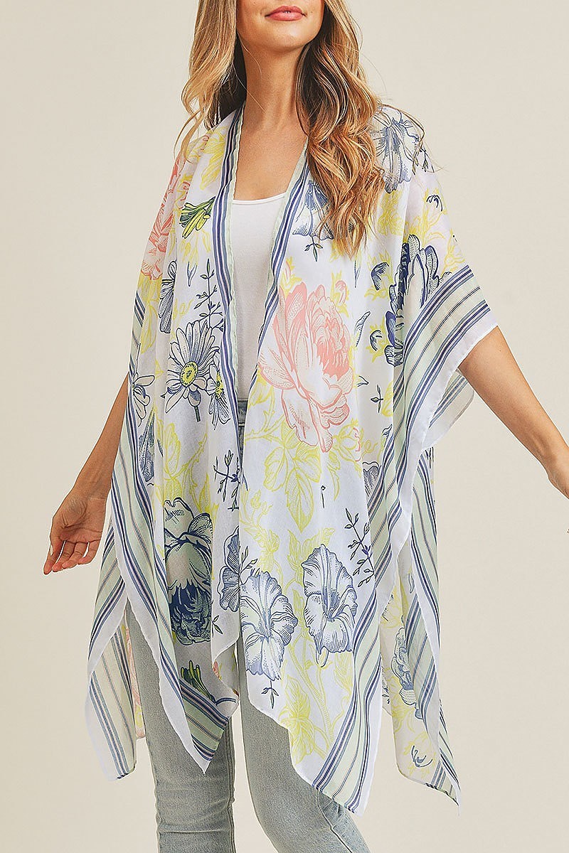 Boho multi flower pattern kimono (EF3402)