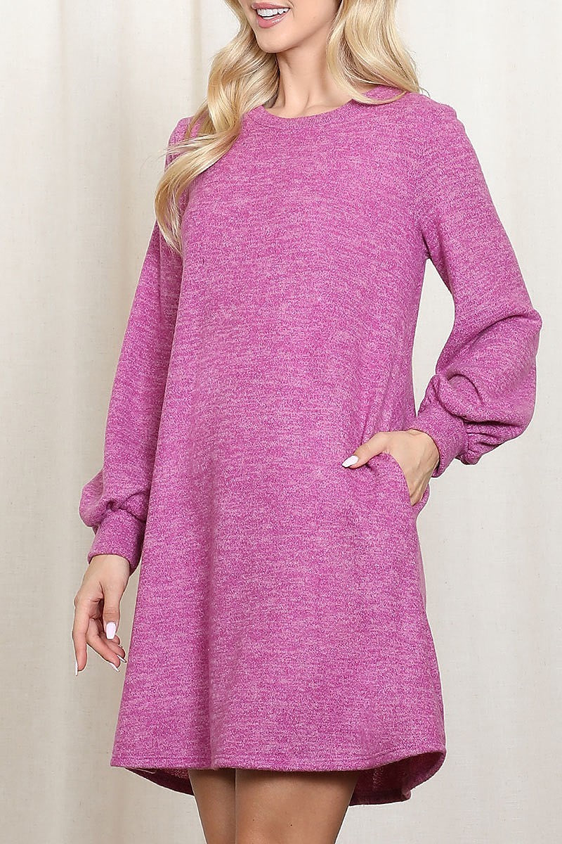 Long puff sleeve mir pd brush dress (DED8773)