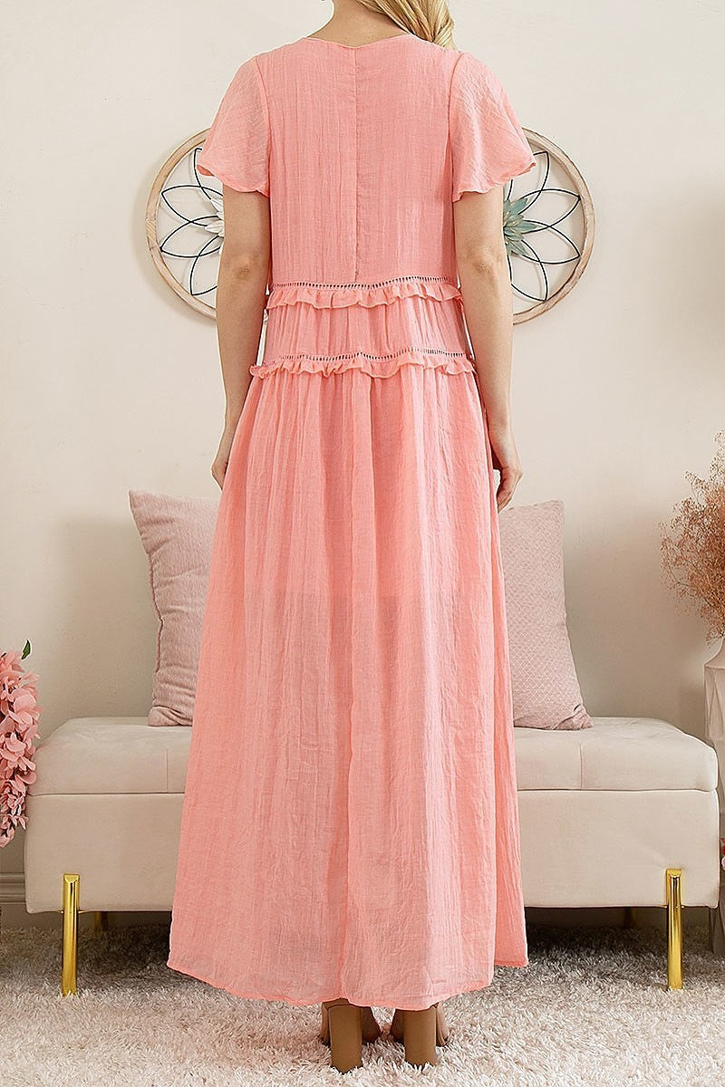 Ruffle detail maxi dress (DED8249)