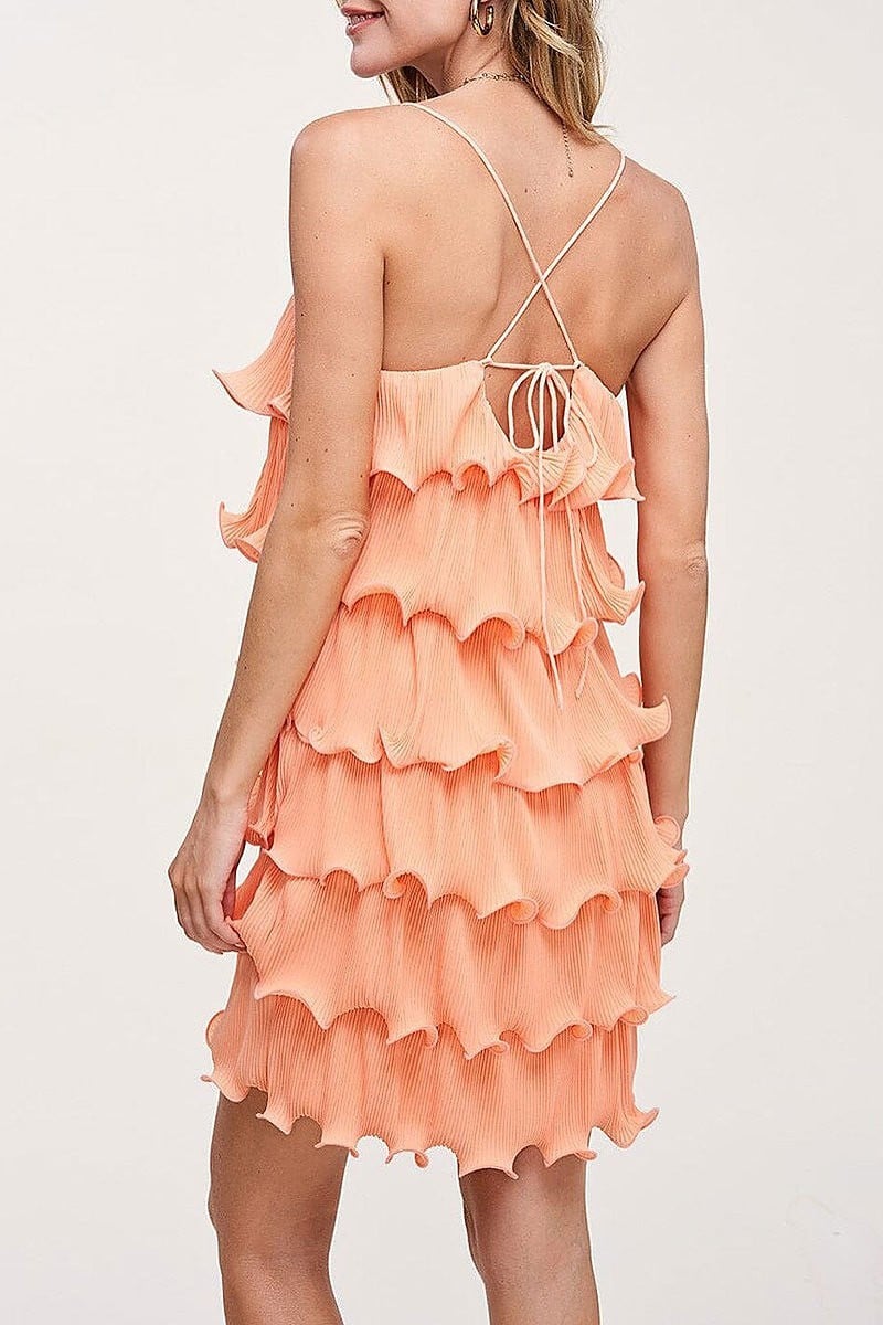 Sleeveless ruffle tiered mini dress (EFWT5463)