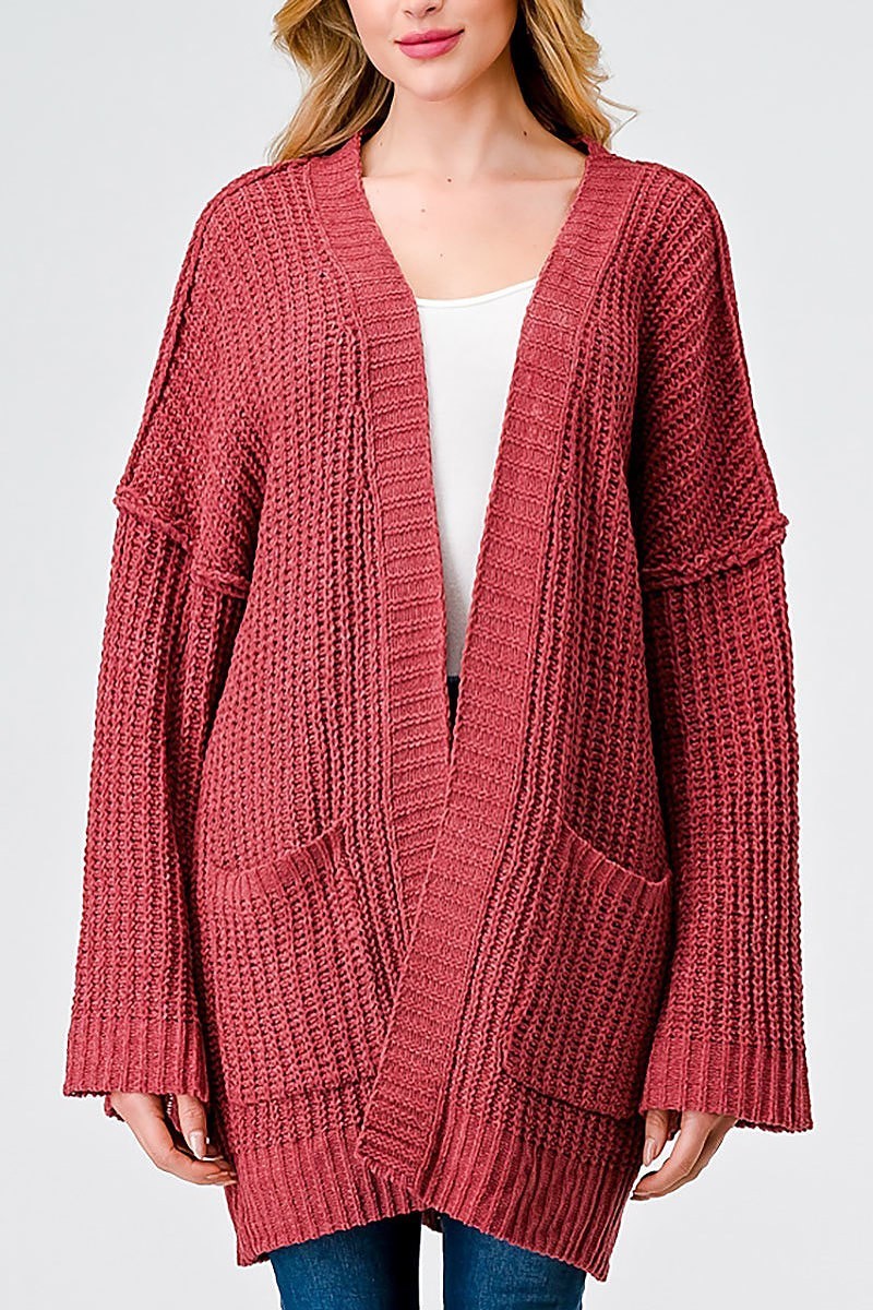 Long sleeve pocket detail open front cardigan (TED2019)