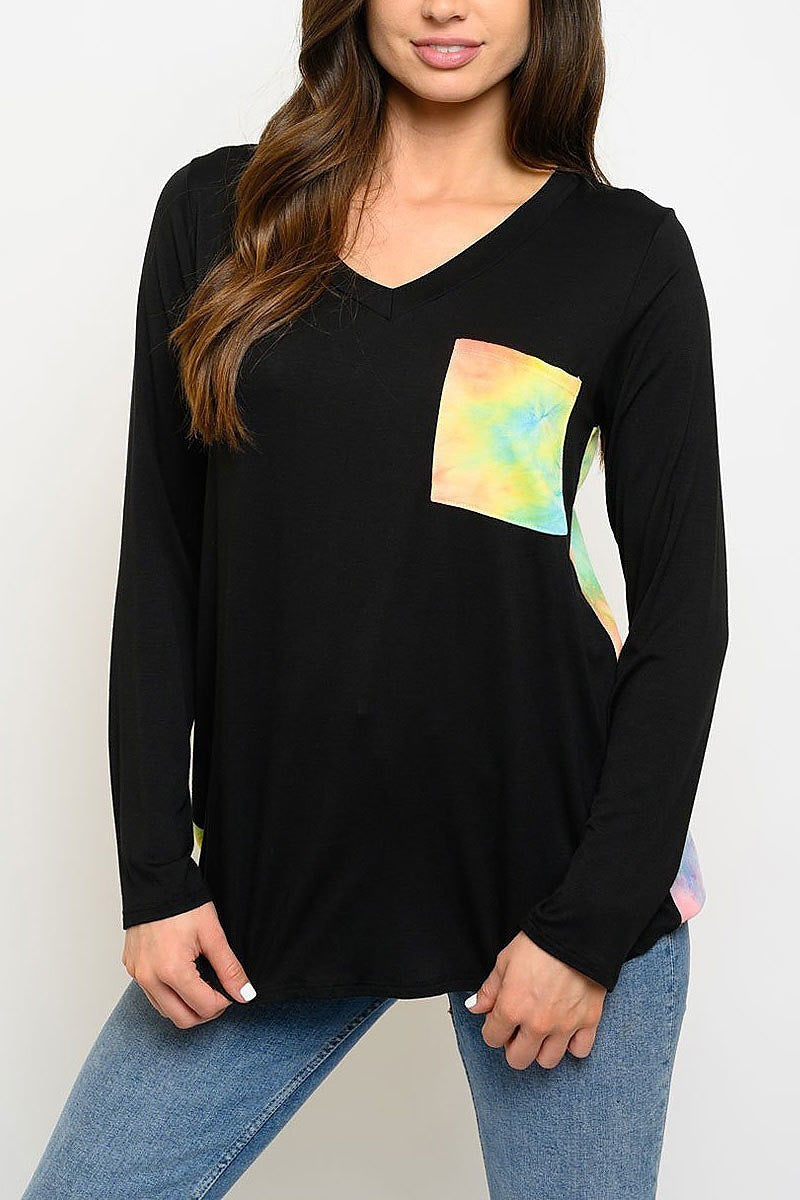 Tie dye tunic long sleeve top (EDWT3075)