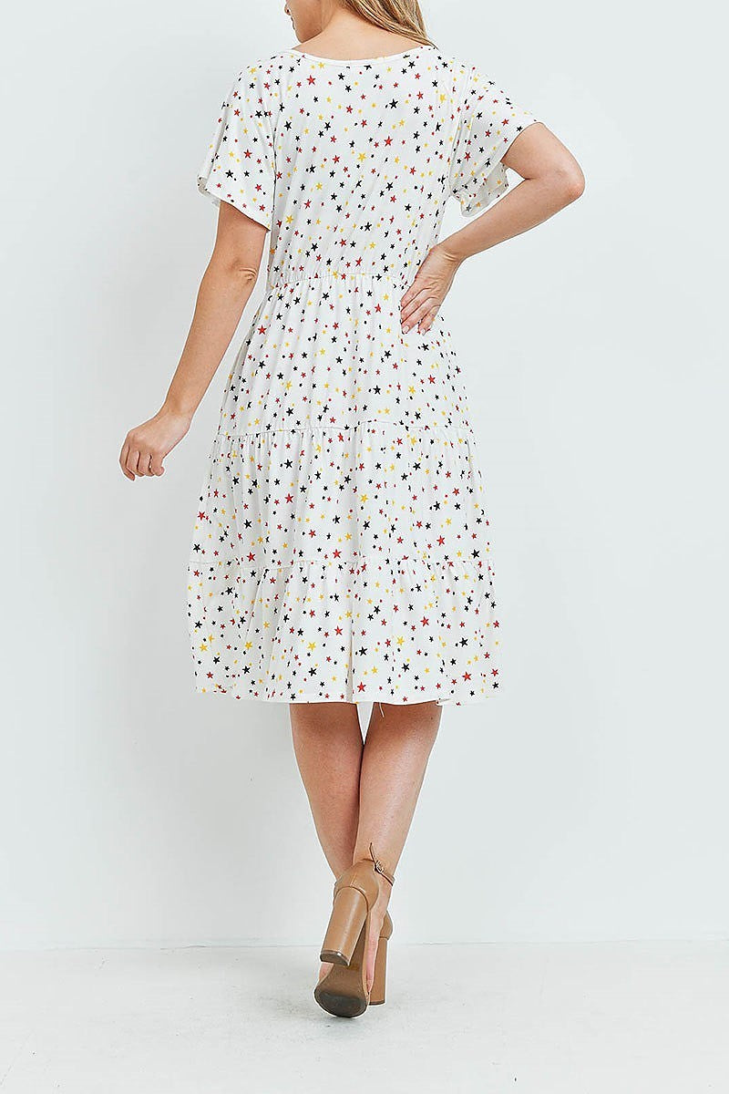 Multi color stars a line tiered dress (DED6510)