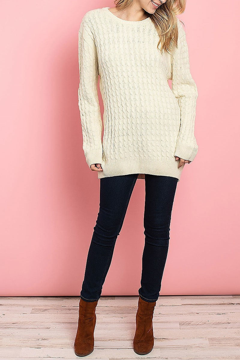 Round neck cable knit sweater (DGS4902-LAST)