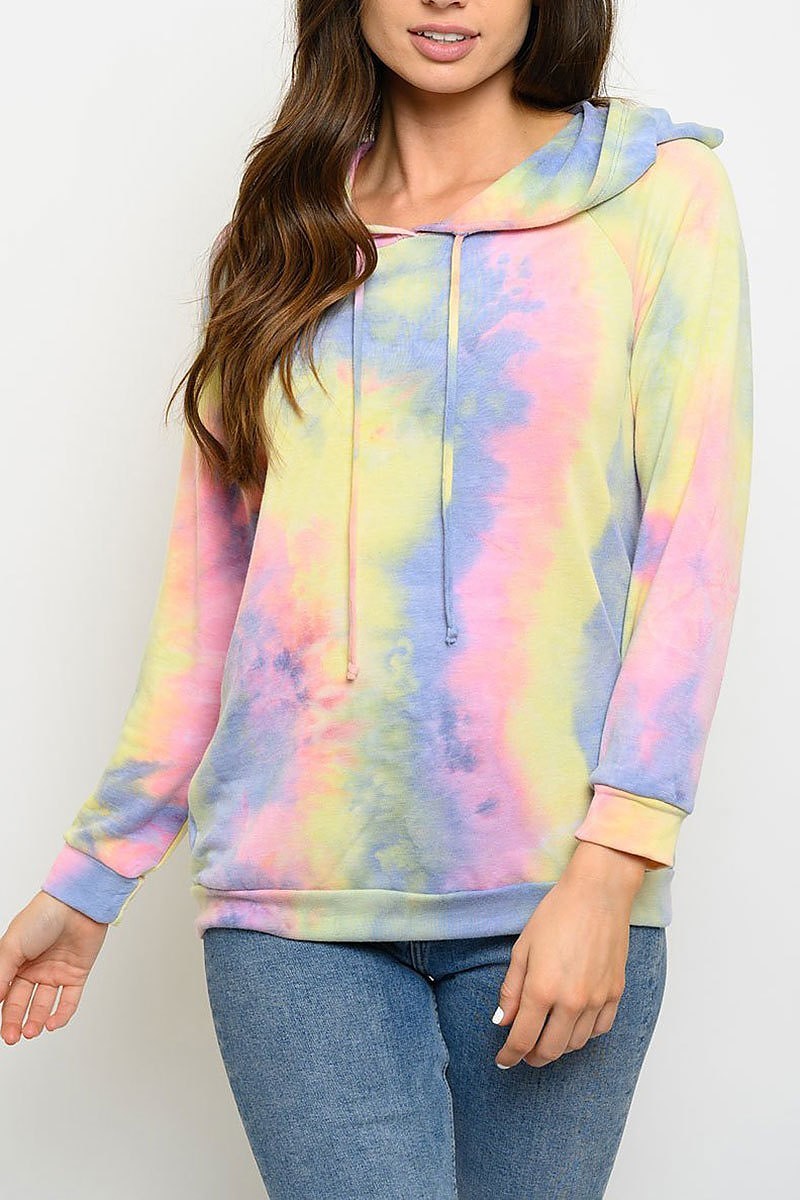 Long sleeve tie dye hoodie top (EDWT3068)