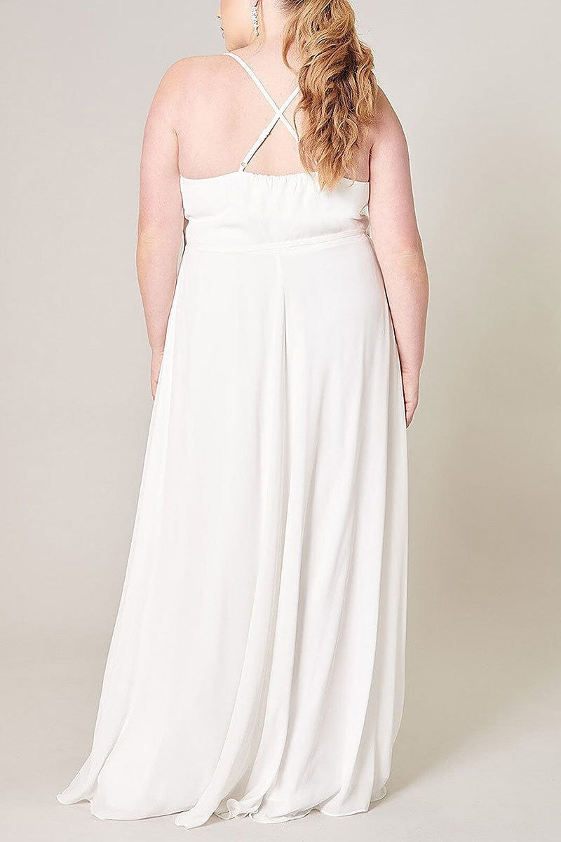 Sleeveless surplice open back maxi dress (EFWT3247)