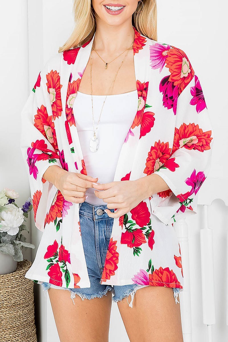 Floral print short cardigan (EF3968)