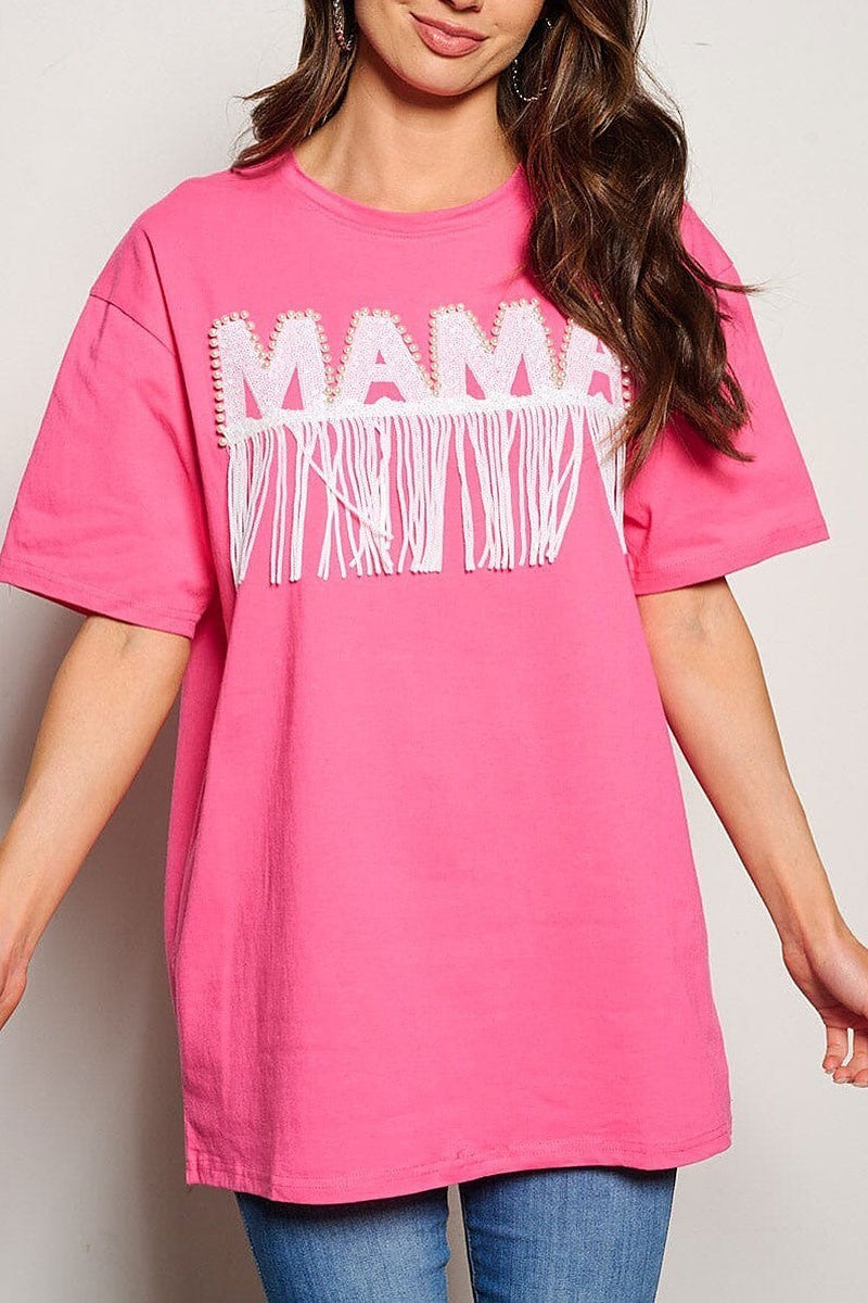 Short sleeve mama graphic top (EGWT1132)