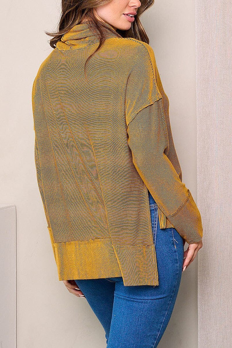 Long sleeves turtle neck tunic top (EFWT3908)