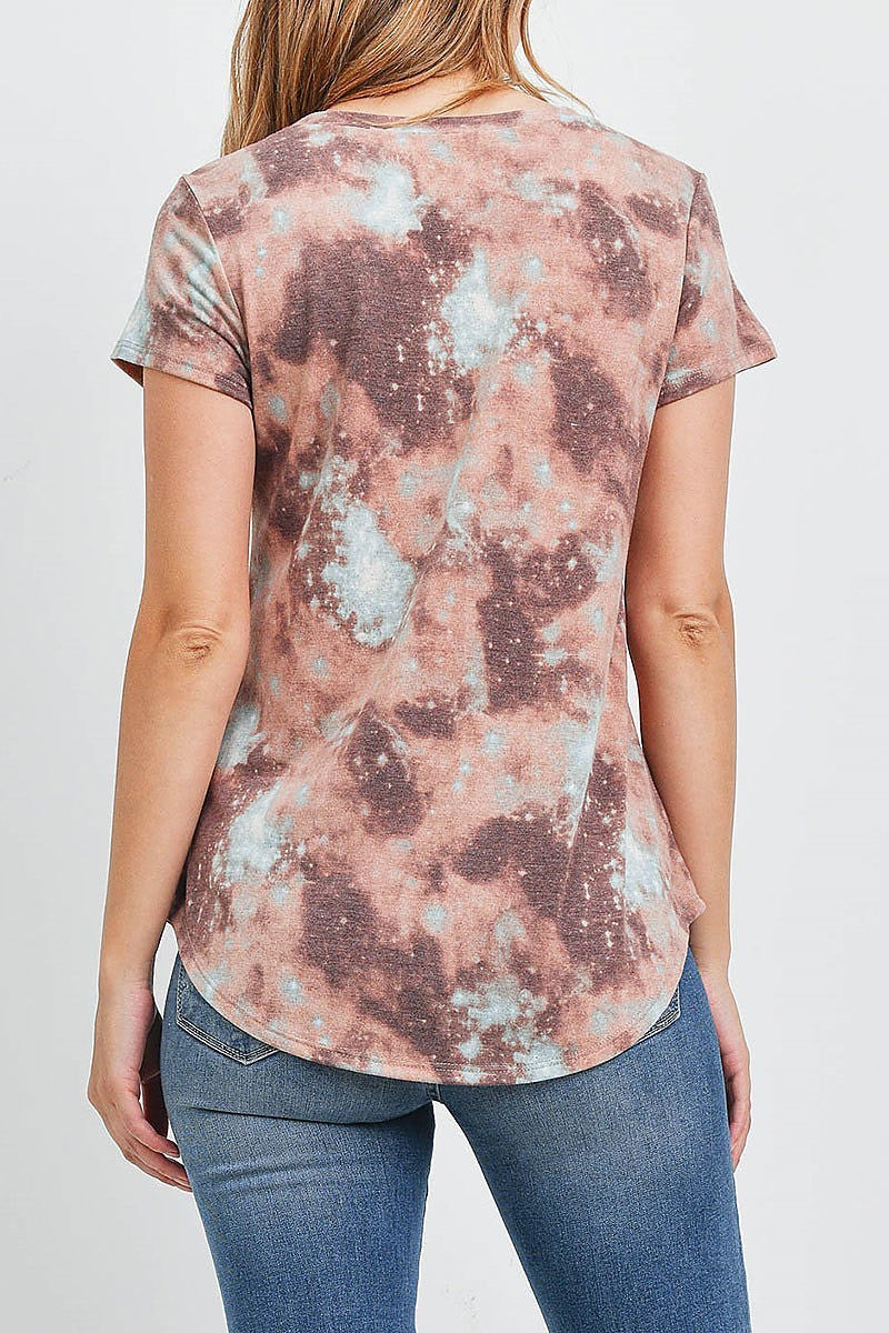 Crew neck tie dye round hem top (EF1262)