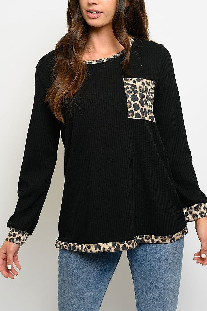 Long sleeve animal print top (EDWT3161-2)