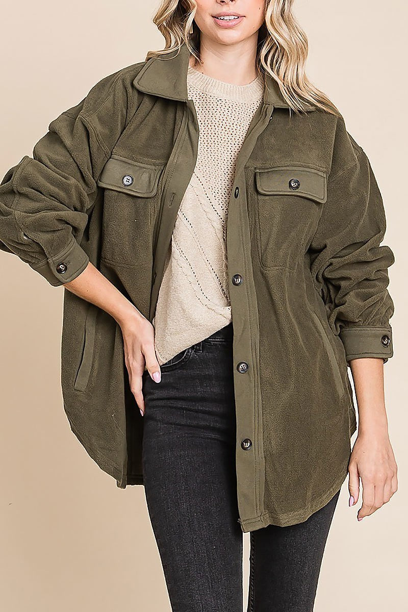 Fleece buttoned down oversized jacket (EDH1900)