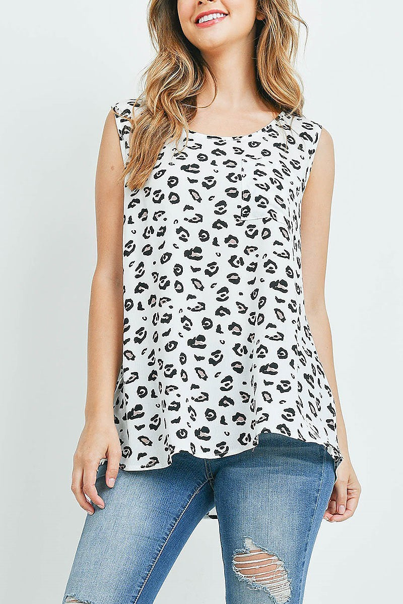 Leopard print tank top with pocket (EF1039)