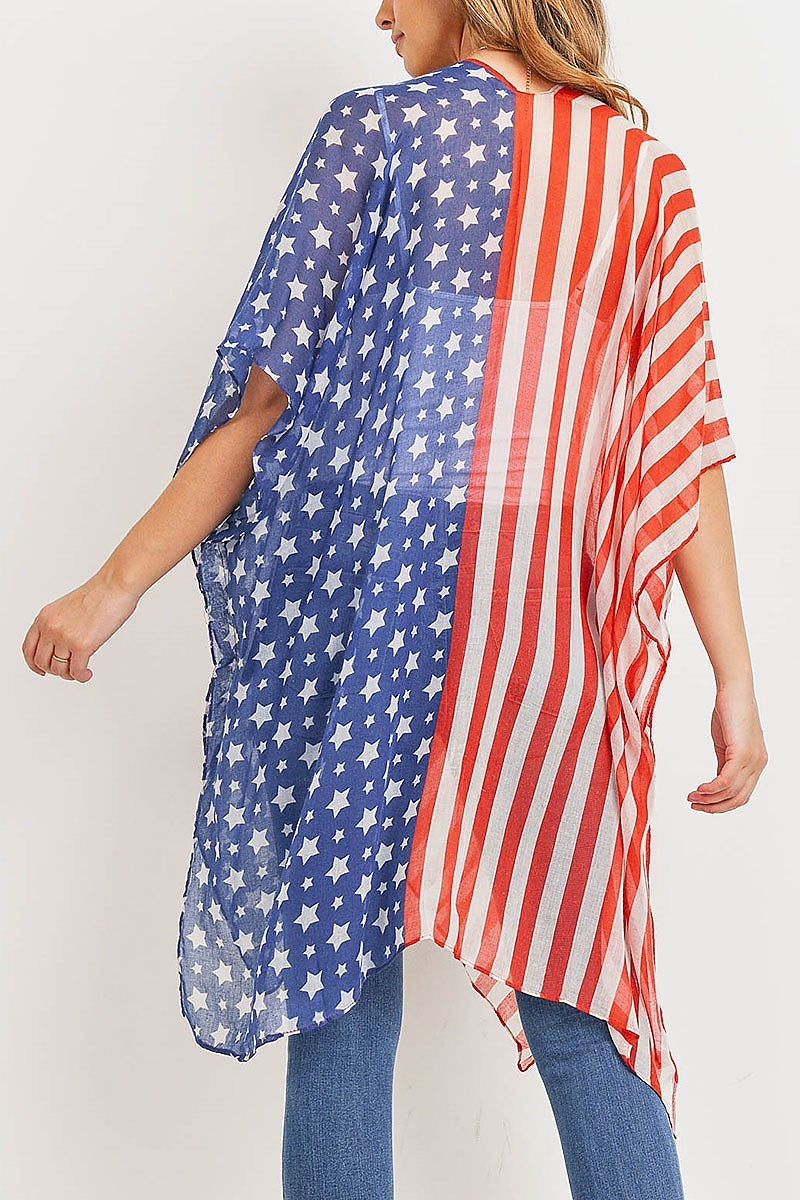 Half n half american flag kimono (ED9926)