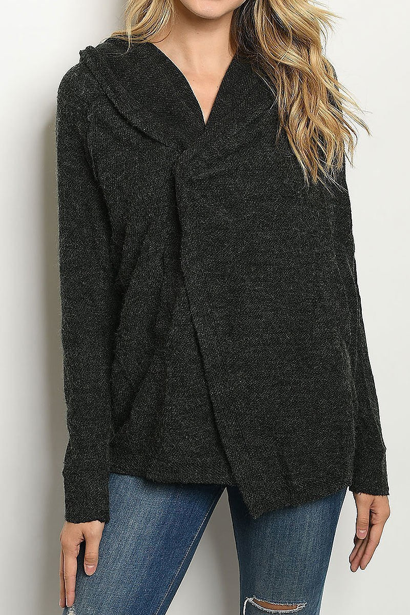 One button hoodie detail sweater (DGS4648-1)