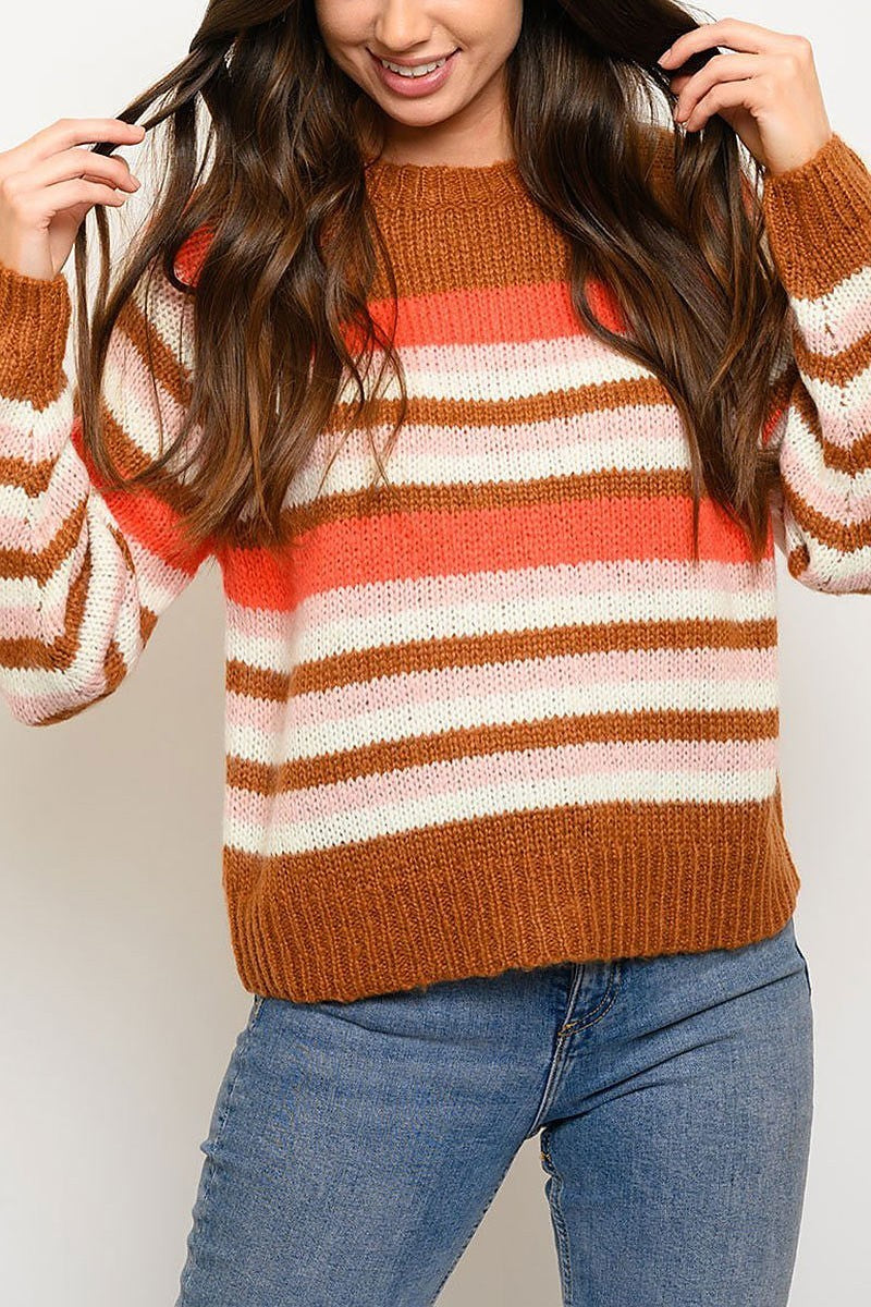 Color block long sleeve sweater (EDWT3548)