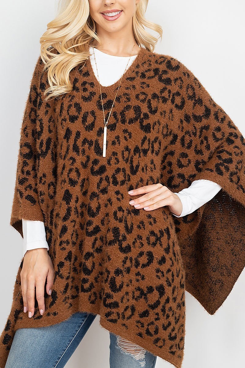 Leopard print sweater poncho (DGS5332)