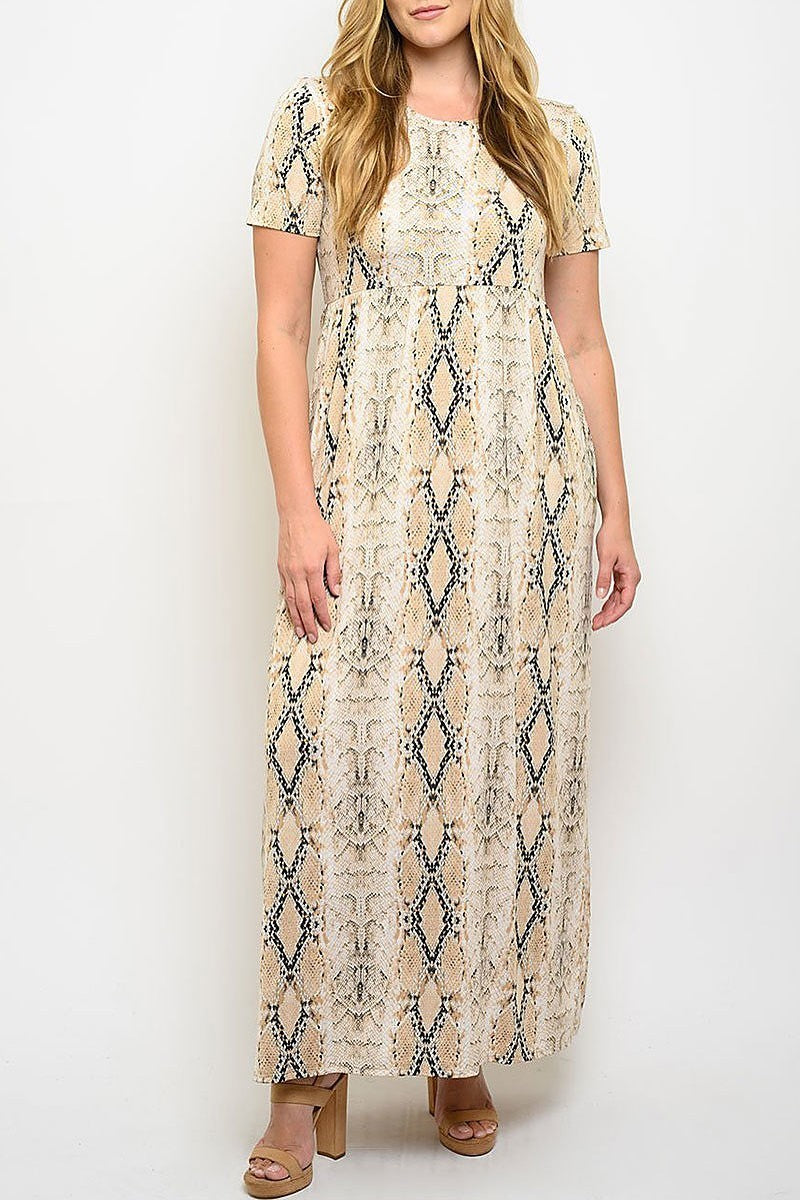 Snake print with pockets maxi dress (EDWT3441)