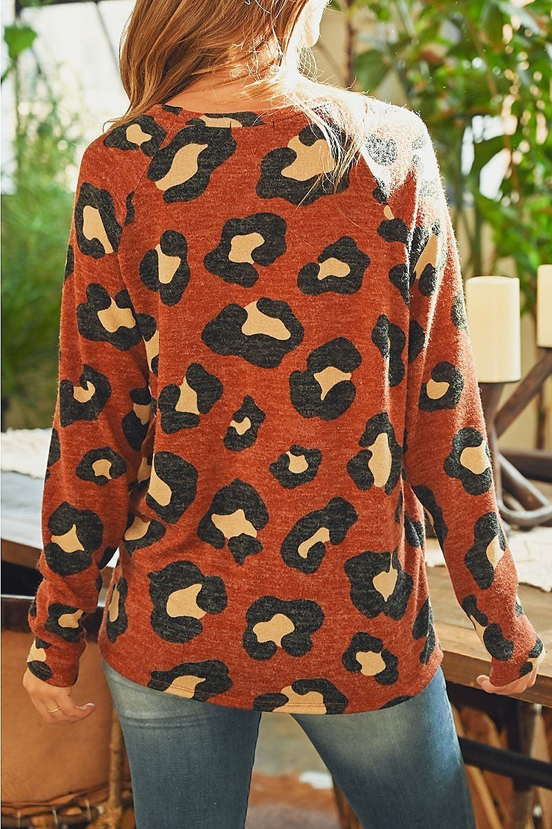 Leopard print long sleeved top (EF7897)