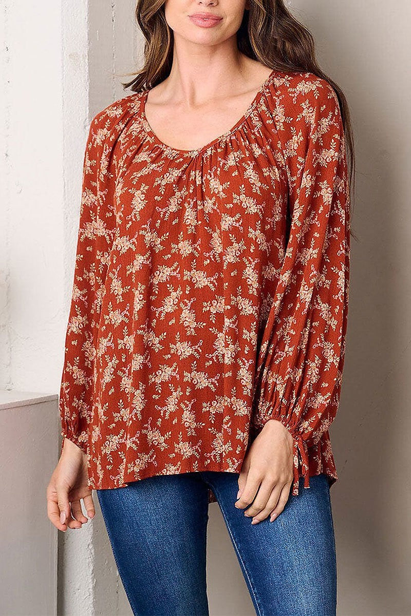 Long sleeve tunic floral top (EFWT3000)