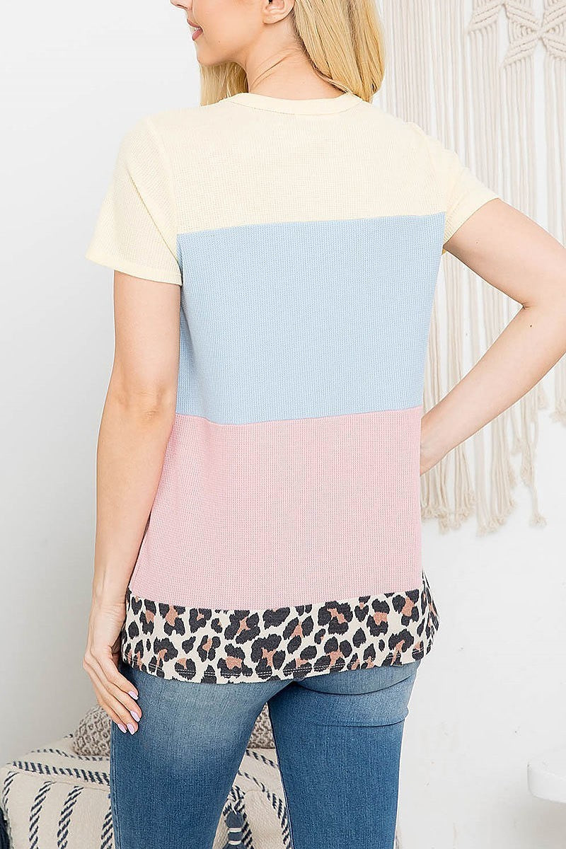 Thermo pd color block leopard contrast top (EF3664)