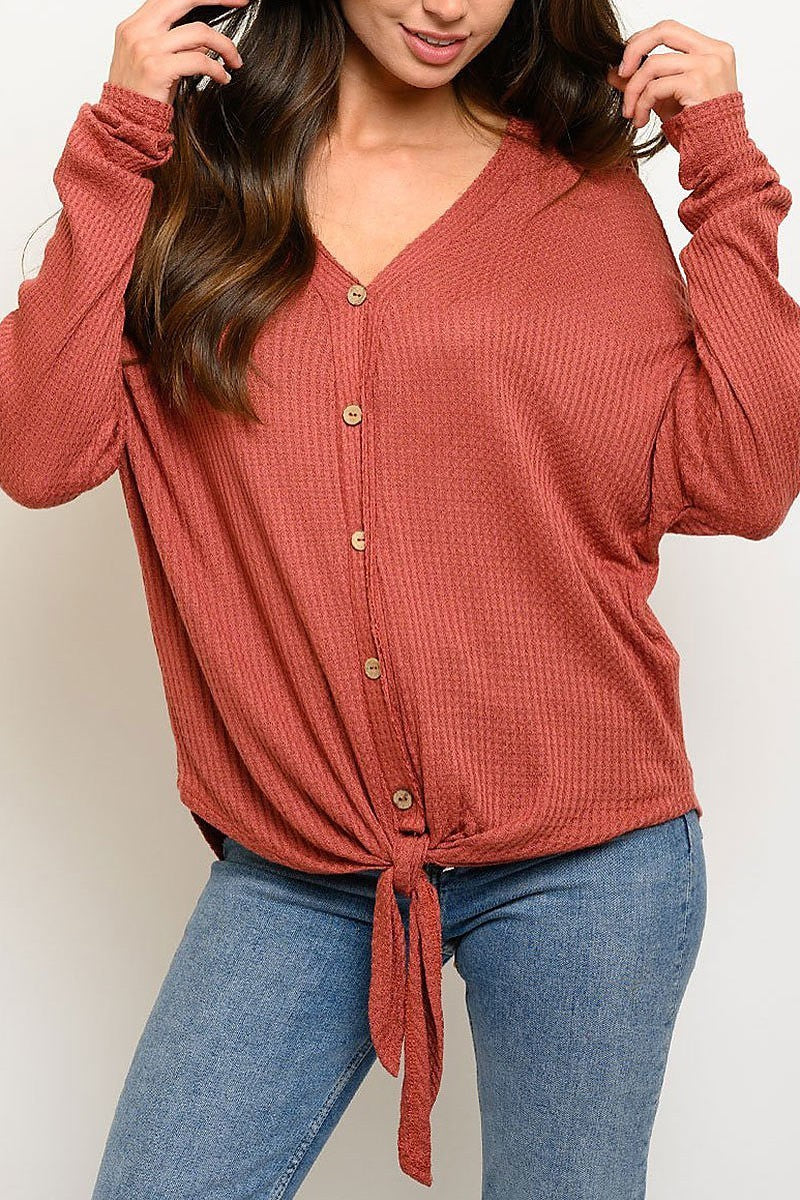 Rushed waffle button up top (EDWT2863)