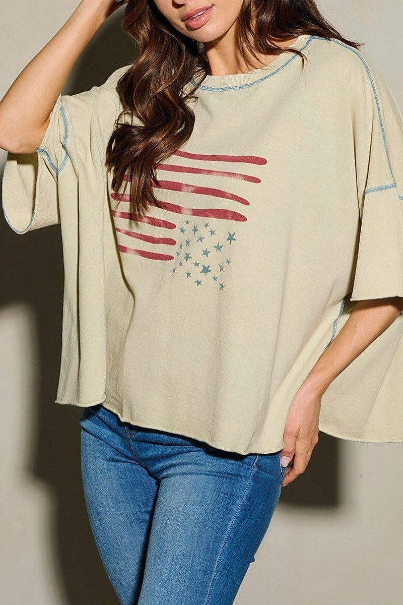 American flag patriotic tunic blouse top (EFWT9753)