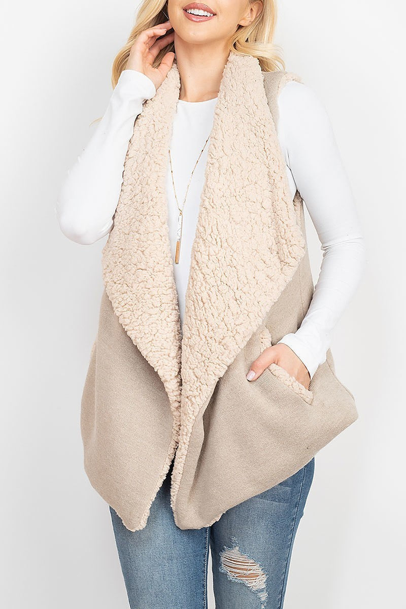 Wool shawl vest with pocket (DGS5295)