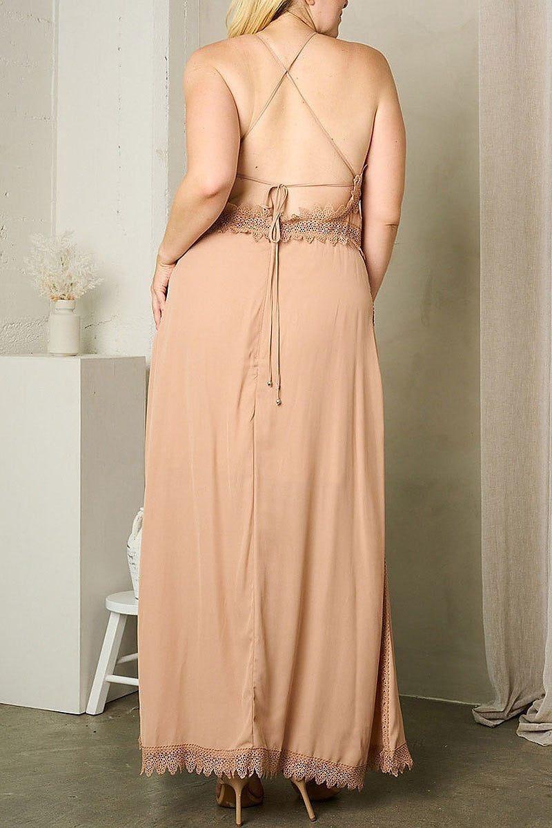 Sleeveless v-neck maxi dress (EFWT1638)