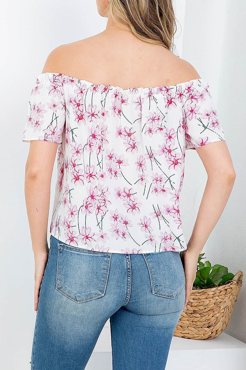 Off shoulder floral print top (EF4062)