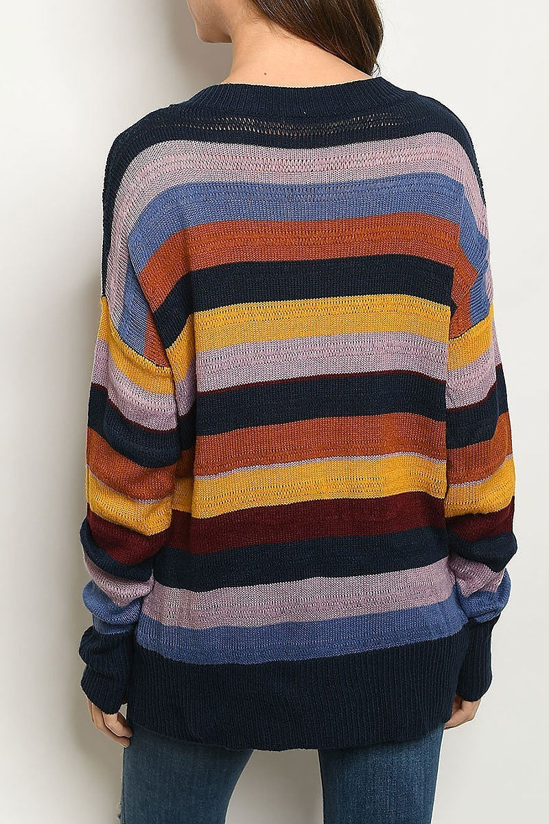 Long sleeve stripe dolman knit sweater (DGS4825-LAST)