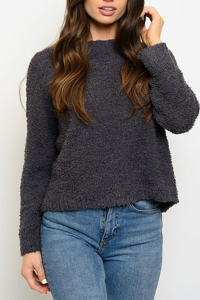 Textured long sleeve sweater top (EDWT3108)