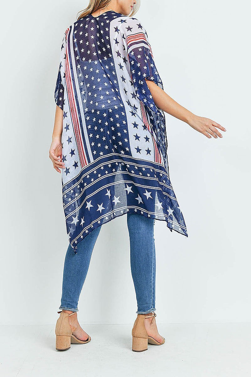 Multi star american flag kimono (ED9323)