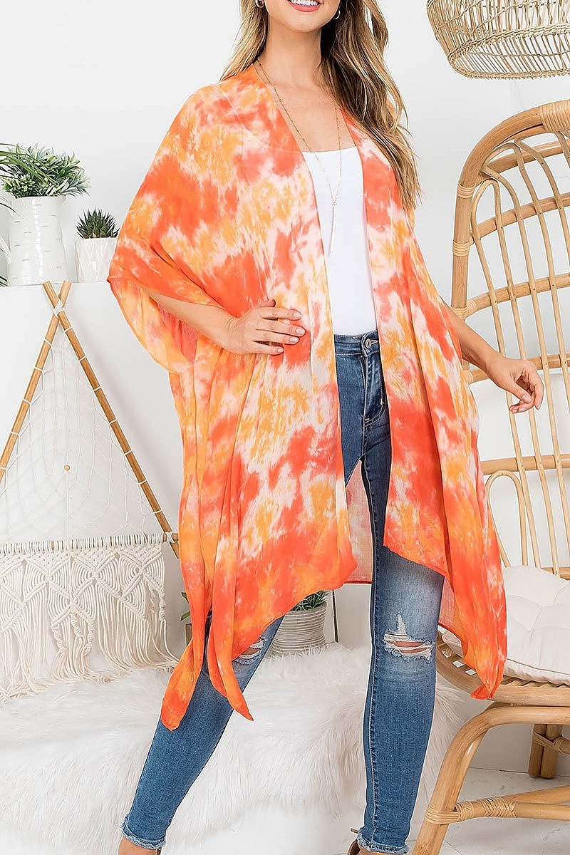 Tie dye bohemiian open front kimono (EF3270)