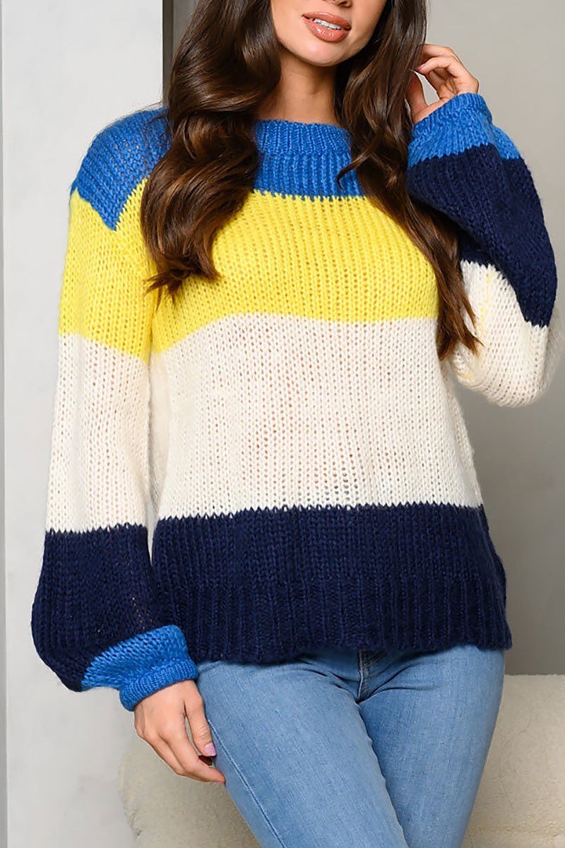 Long sleeve colorblock sweater (EDWT8210)