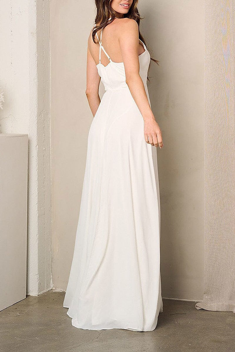 Sleeveless surplice self tie maxi dress (EFWT3238)