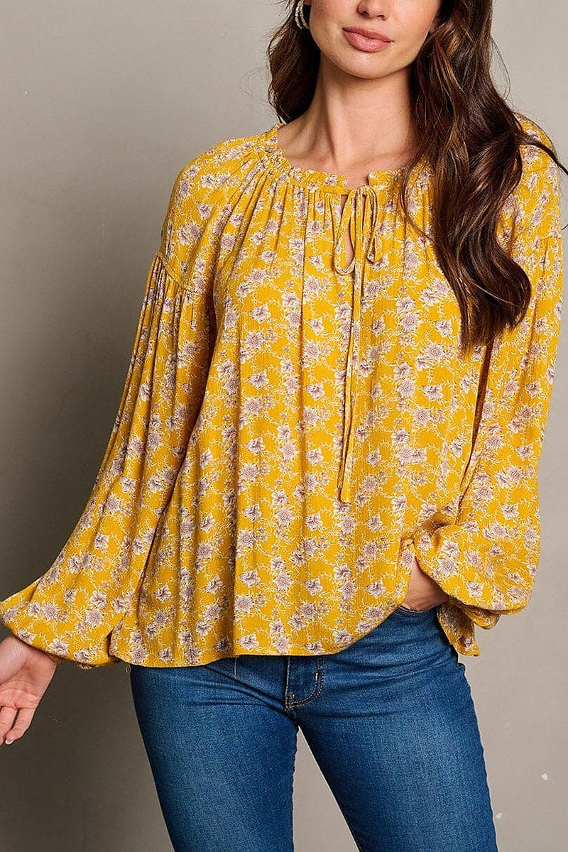 Long sleeve tunic floral blouse top (EGWT2060)