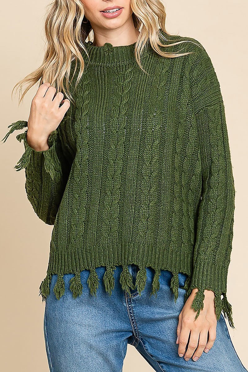 Fringe hem vintage sweater (EDH1621-2)