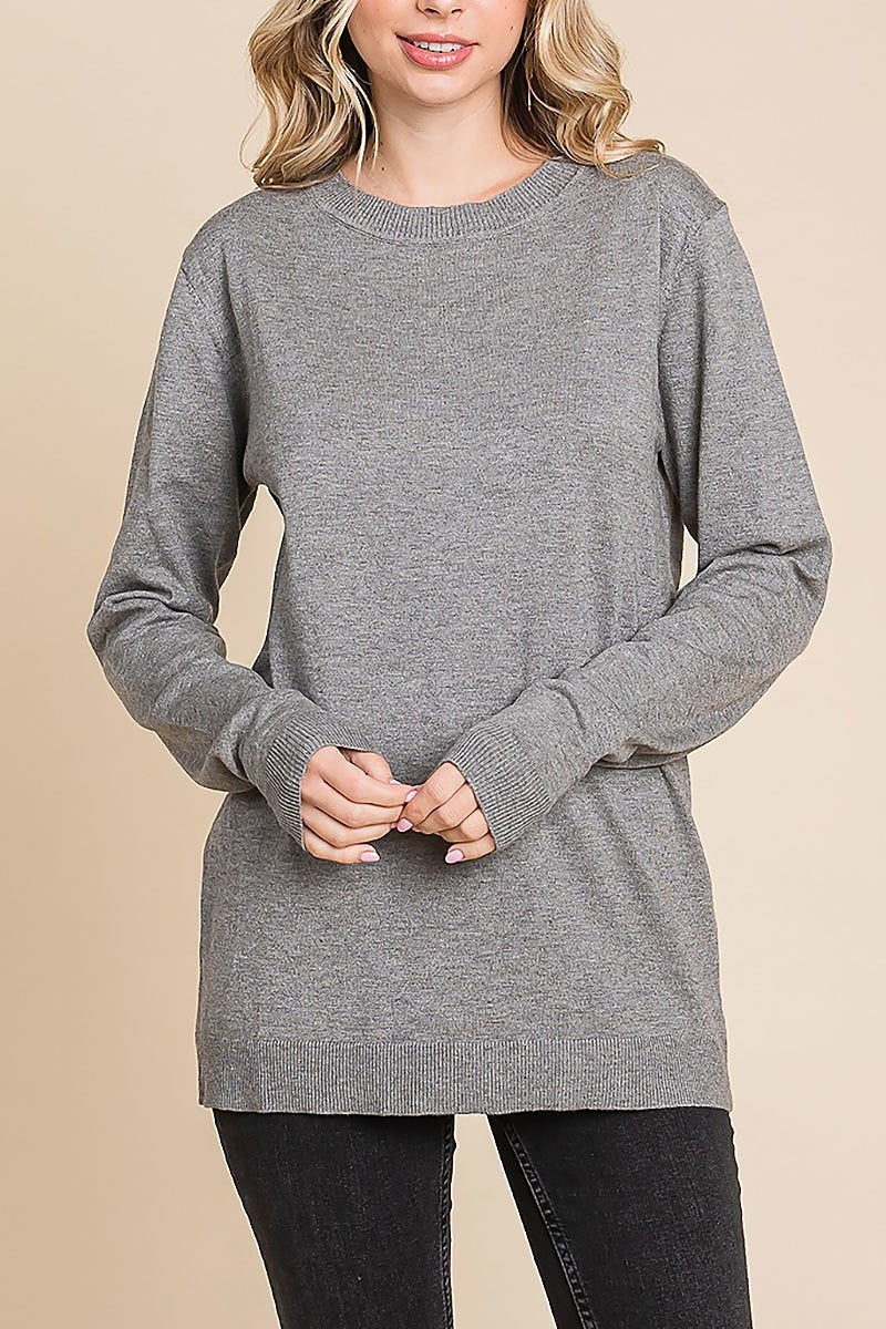 Solid round neck sweater top (EDH1910)