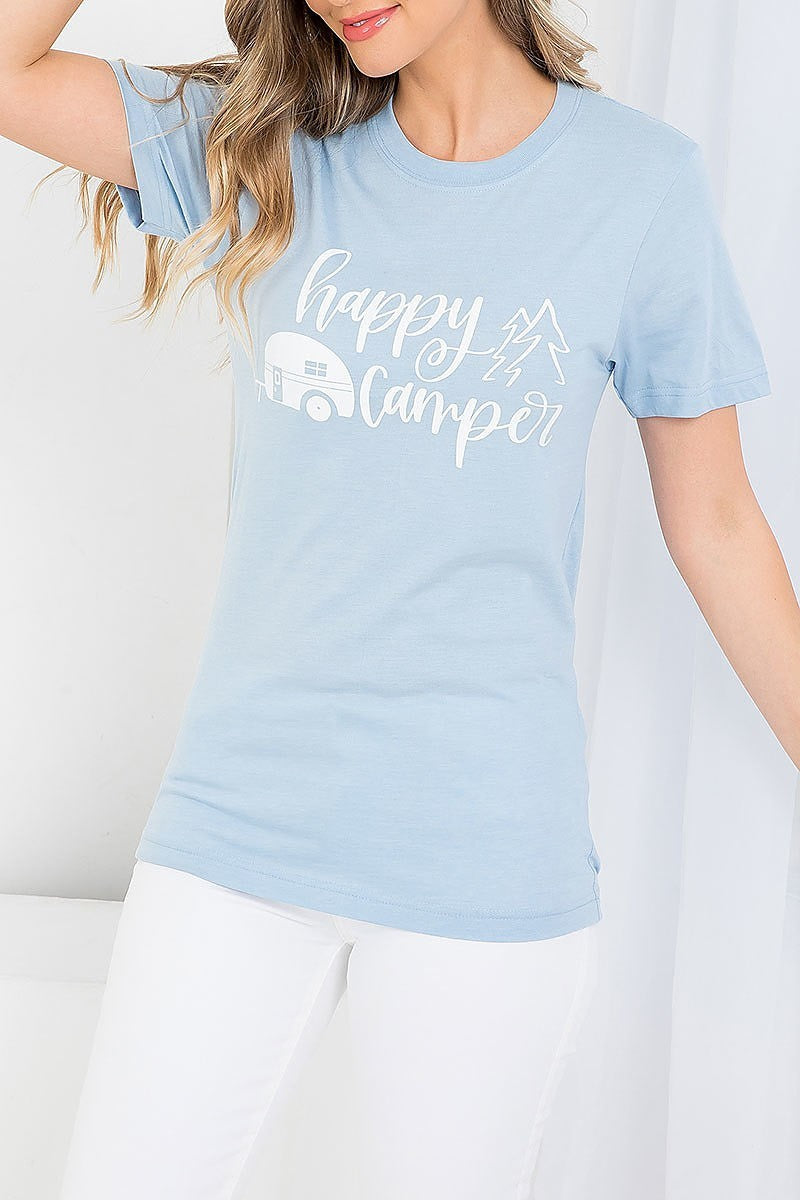 Happy camper graphic tee top (EF3536)