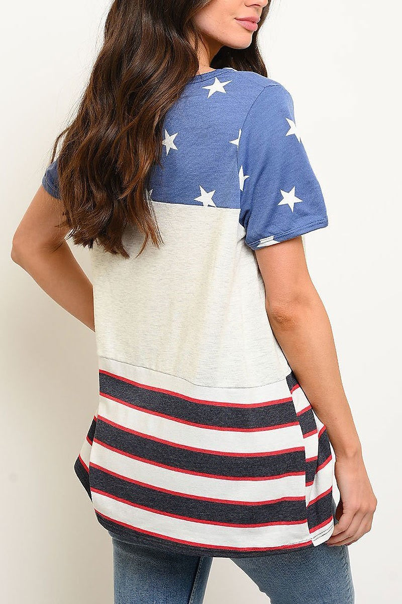 Stars and stripes knit top (EDWT2204)