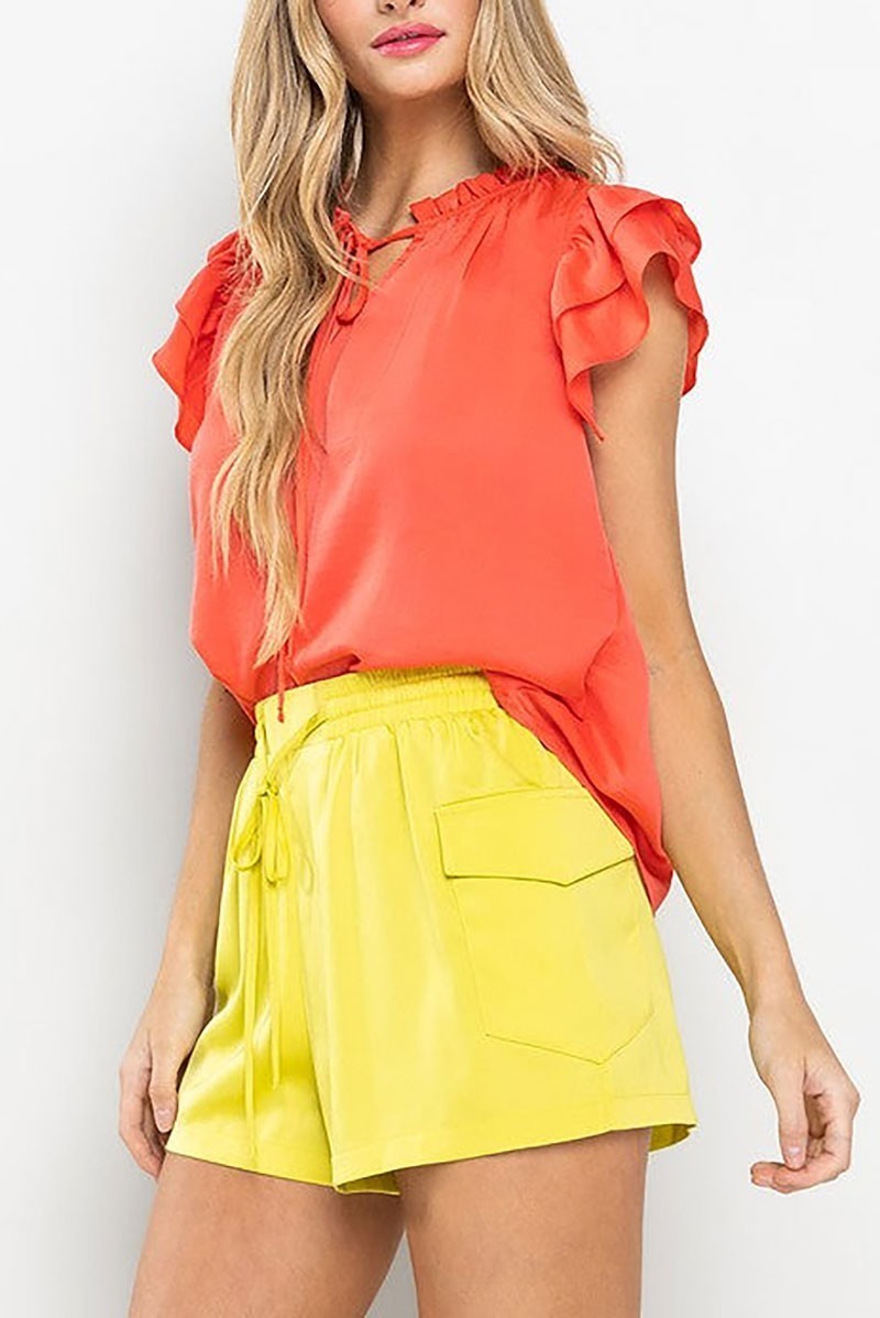 Soft touch ruffle sleeve blouse top (EDSW4479)