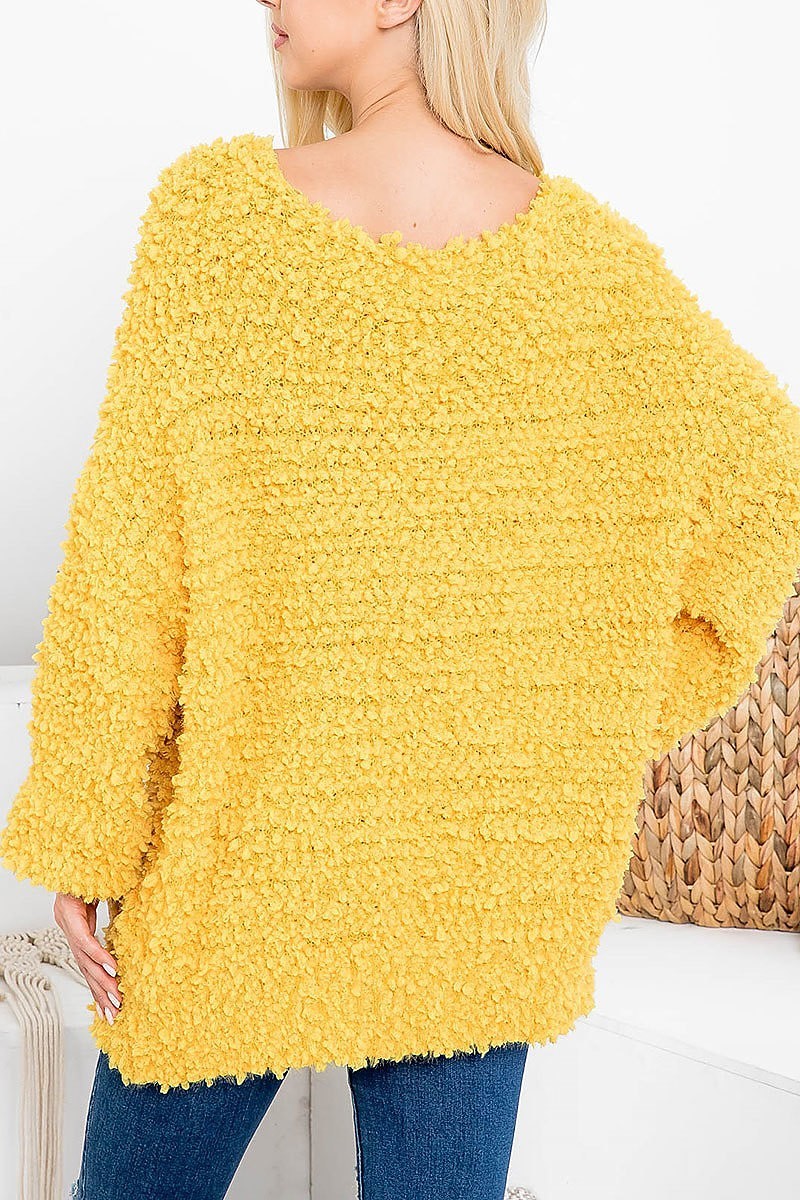 Round neck textured bubble knit sweater (DGS5368)