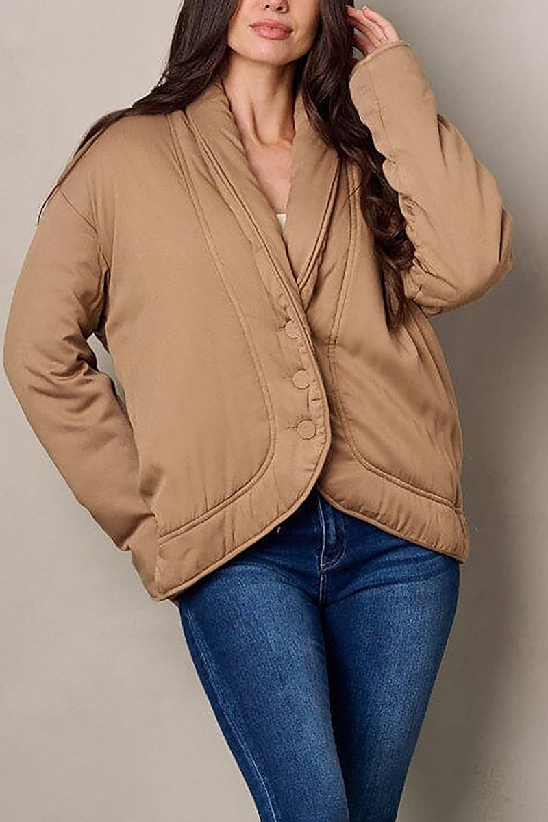 Long sleeve pockets button closure jacket (EFWT2188)