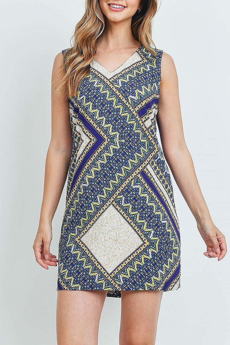 Tribal print shift dress (DED5953)