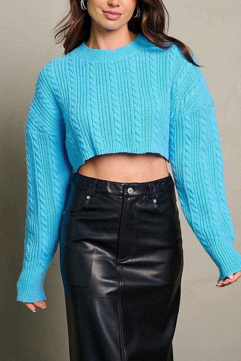 Long sleeve knitted crop top (EGWT2659)