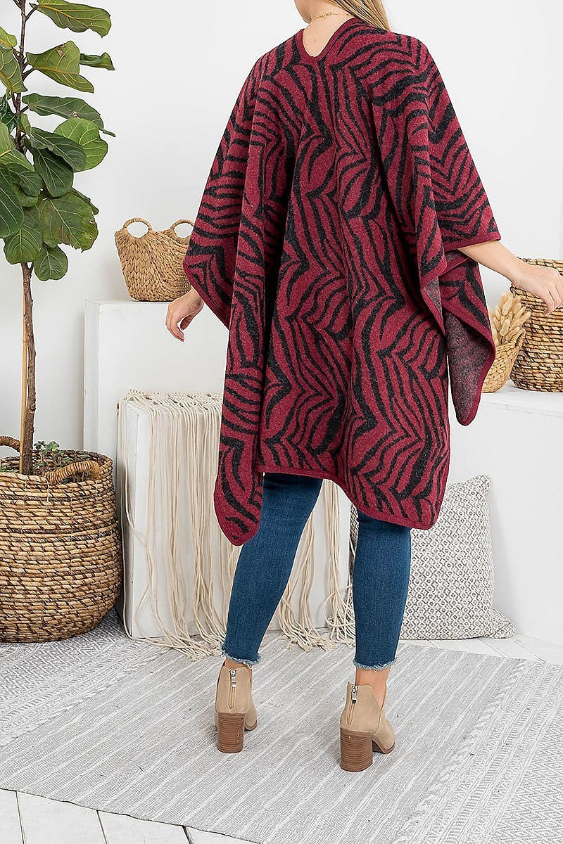 Zebra print fuzzy knee length kimono (DGS5758)