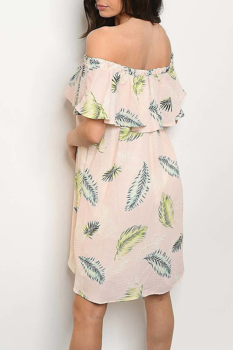 OFF SHOULDER LEAF PRINT DRESS(DED4510-2)