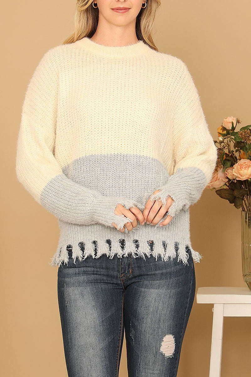 Color block knit sweater (DGS6677)