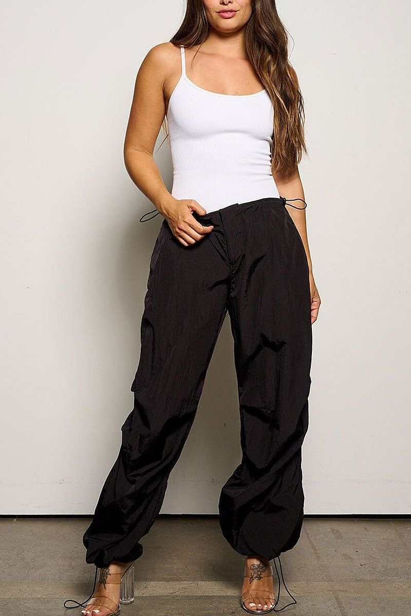 Elastic waist pockets jogger pants (EGWT1252)